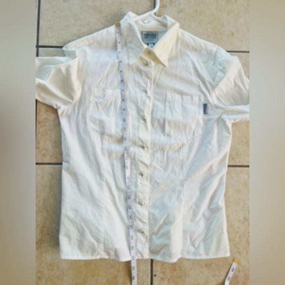 Vintage Y2K 90s Versace Jeans Couture White Embellished Button Front Shirt Sz S - Picture 6 of 6